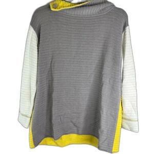 Margaret Winters Colorblock Button Cowl Neck Reversible Women's Sz Medium‎